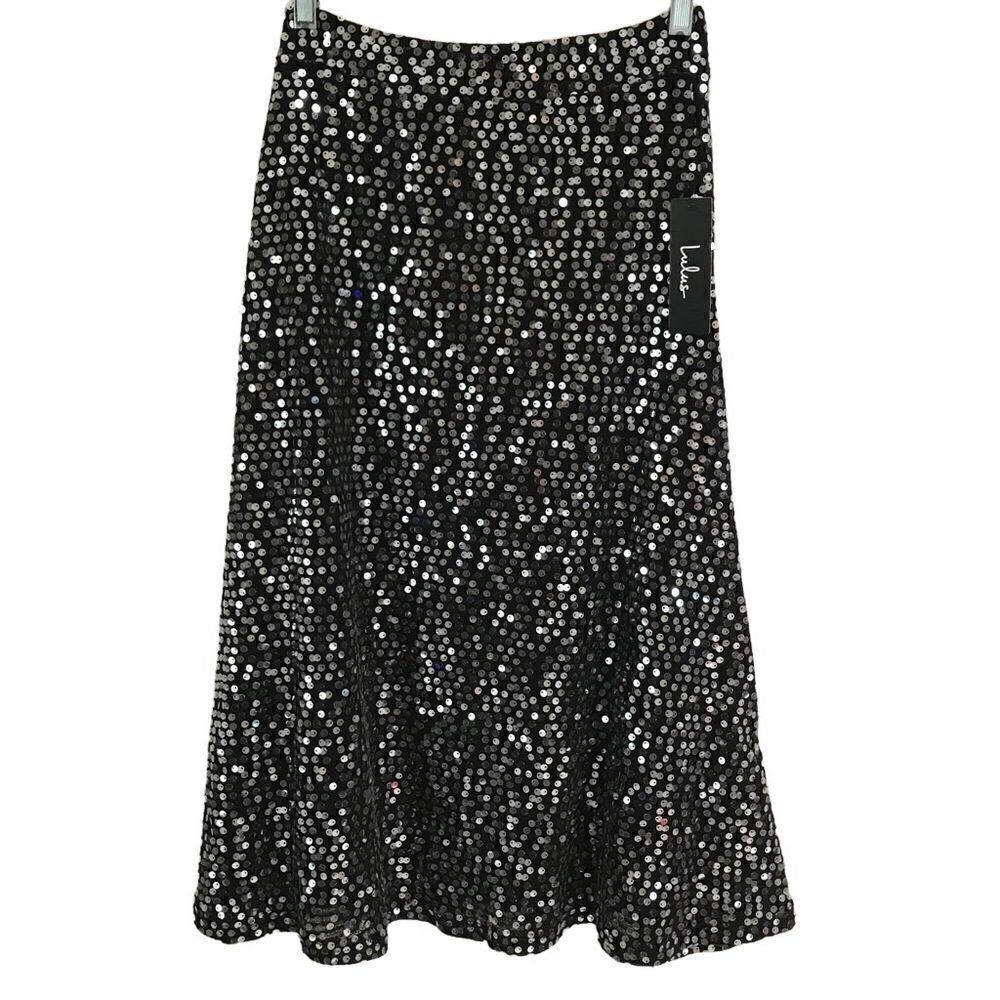 Lulu’s black sequin midi skirt Women’s XS NEW